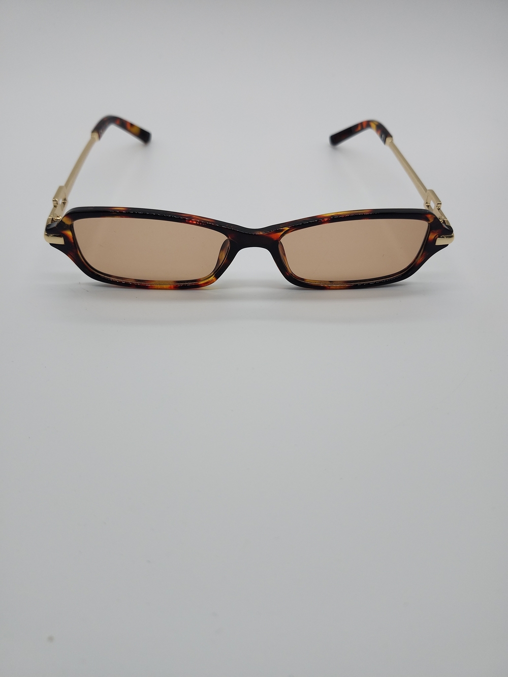 Tortoiseshell Slim Rectangle Women's Sunglasses - Brown Lenses
